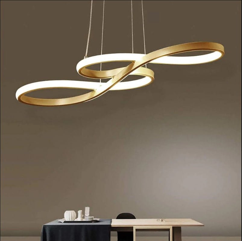 Geometric Wave Semi-Flush Chandelier – Metal &amp; Silica Gel
