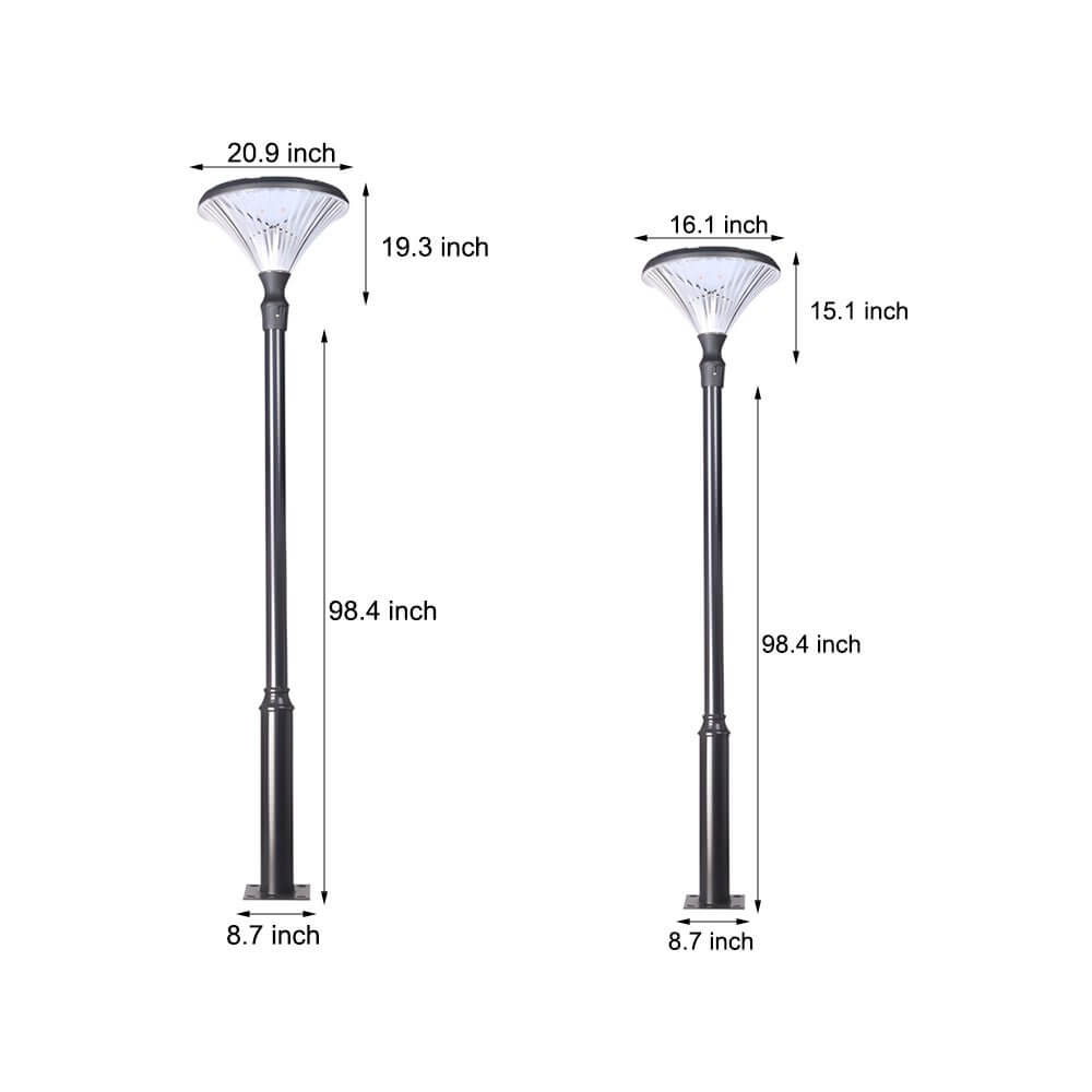 Black Solar Powered LED Outdoor Post Street Light