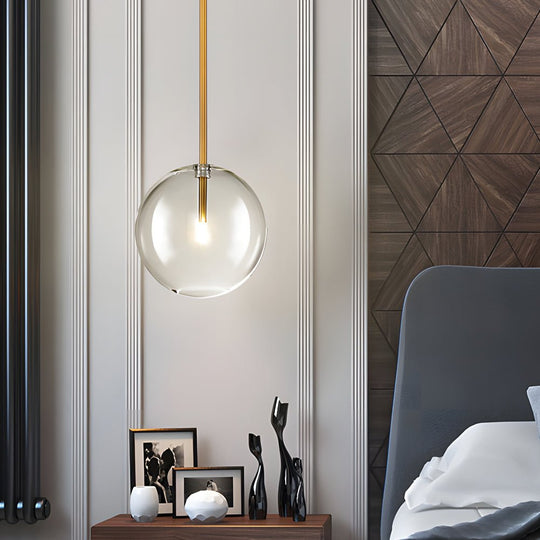 1-Light Clear Glass Globe Pendant Light – Modern Hanging Lighting Fixture