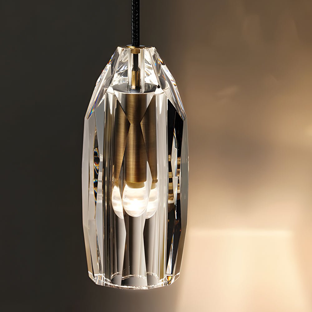 1 Light Clear Single Geometric Pendant with Crystal Accents