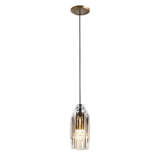 1 Light Clear Single Geometric Pendant with Crystal Accents