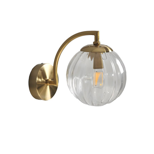 1-Light Curved Arm Wall Sconce with Multicolor Glass Shade