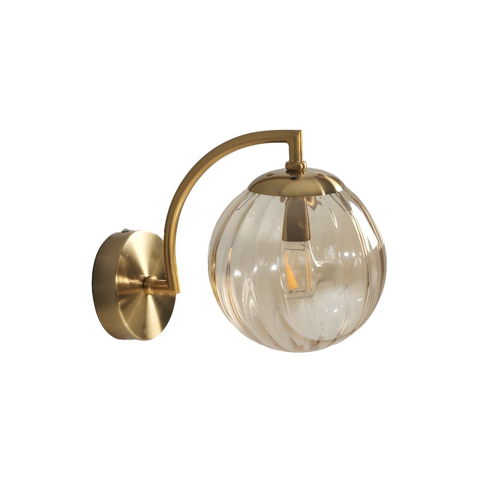 1-Light Curved Arm Wall Sconce with Multicolor Glass Shade