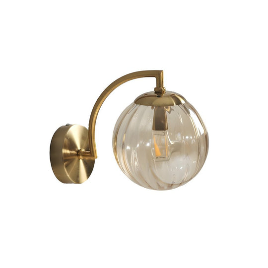 1-Light Curved Arm Wall Sconce with Multicolor Glass Shade