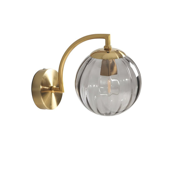 1-Light Curved Arm Wall Sconce with Multicolor Glass Shade