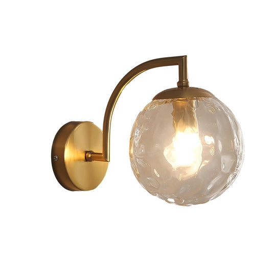 1-Light Curved Arm Wall Sconce with Multicolor Glass Shade