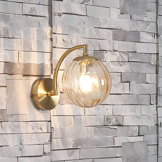 1-Light Curved Arm Wall Sconce with Multicolor Glass Shade