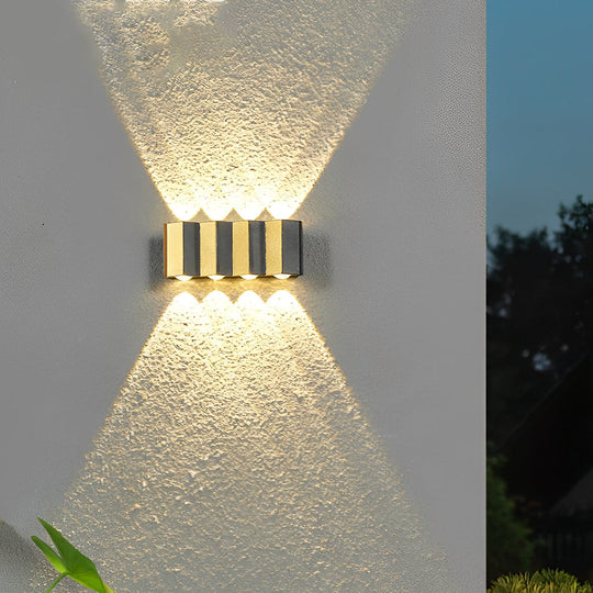 Black &amp; Gold Aluminum LED Outdoor Up Down Wall Light
