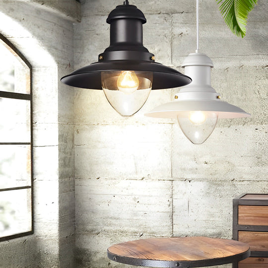 Round Retro Metal Hat Industrial Style Small Chandelier Pendant Light