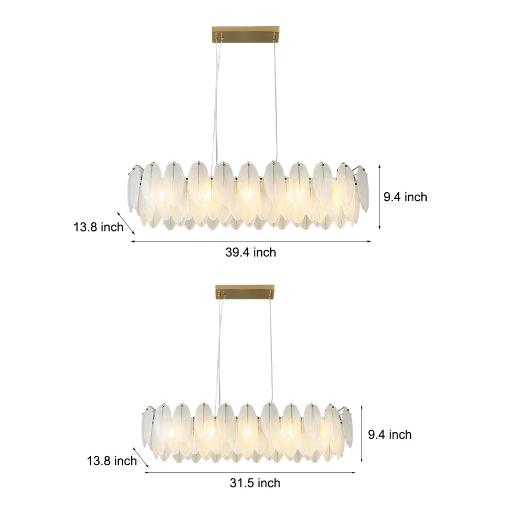 Glass Feathers Three Step Dimming Post Modern Chandelier Dining Room Light