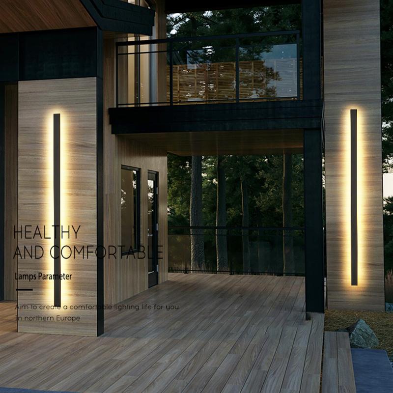 Waterproof Long Linear LED Wall Lamp Outdoor Wall Lights Black Porch Lights