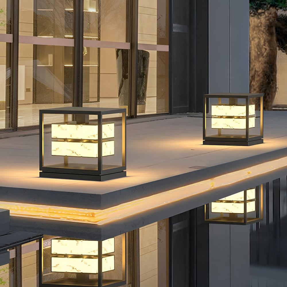 Square LED Waterproof Modern Solar Deck Post Light
