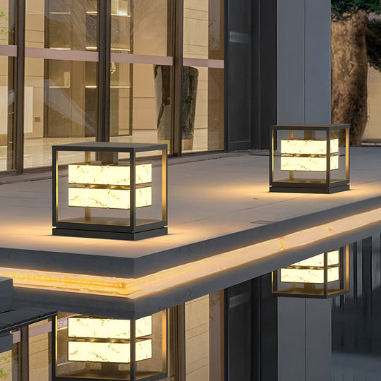 Square LED Waterproof Modern Solar Deck Post Light