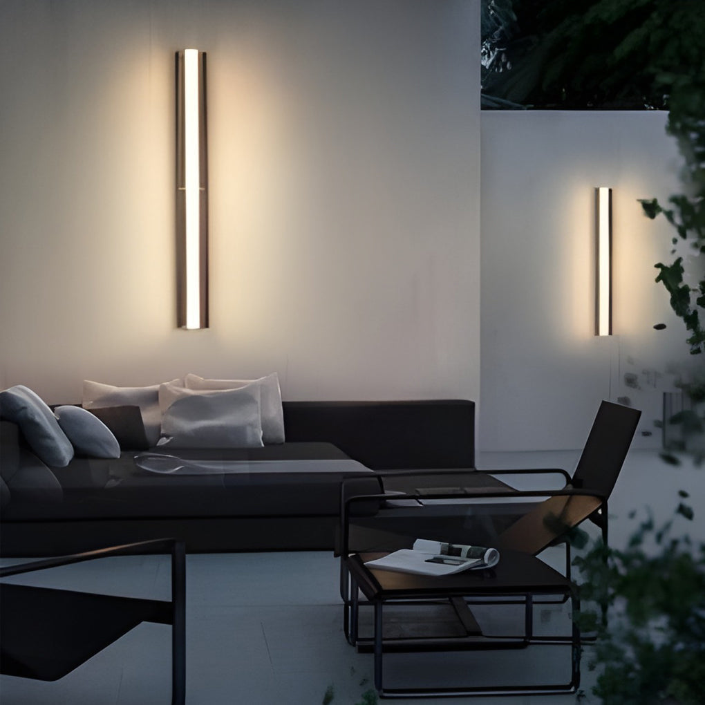 Long Acrylic LED Solar Outdoor Wall Light Waterproof Linear Lamp