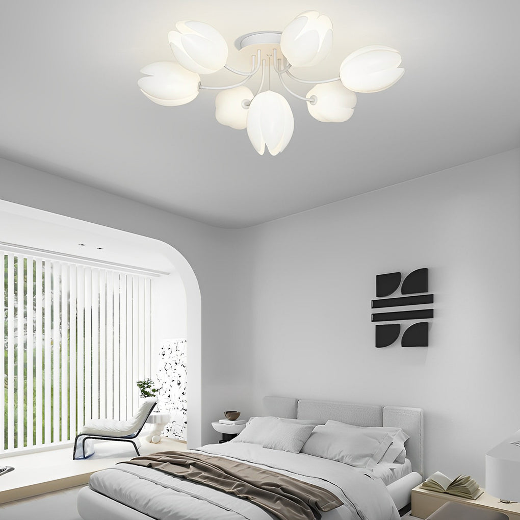 Tulips Flowers G9 14W White Minimalist Ceiling Light Chandelier