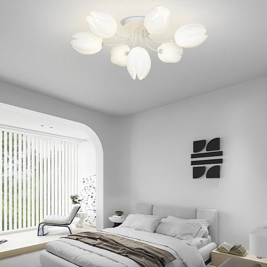 Tulips Flowers G9 14W White Minimalist Ceiling Light Chandelier