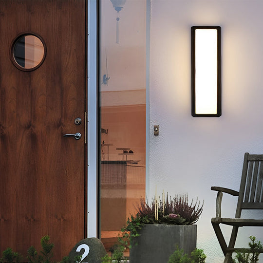 Rectangle LED Waterproof Motion Sensor Black Modern Wall Sconce Lighting