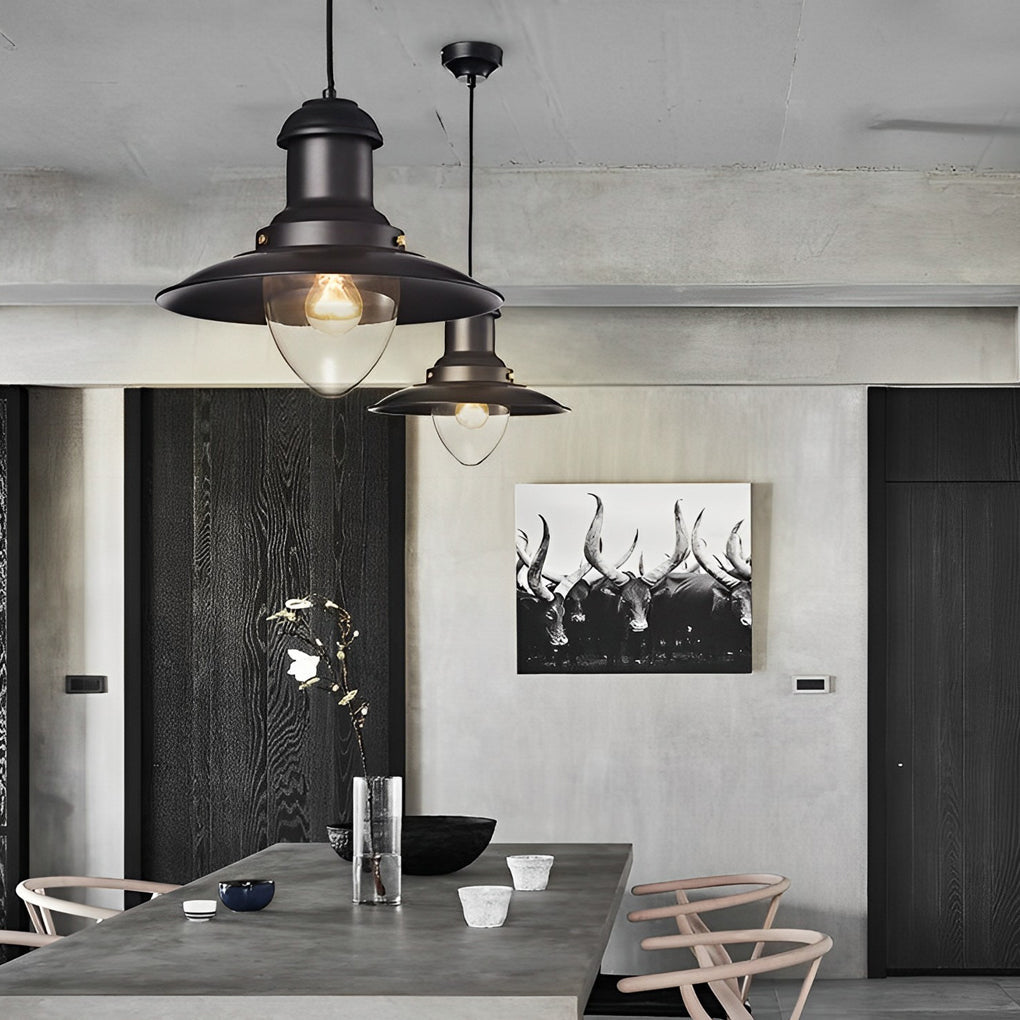 Round Retro Metal Hat Industrial Style Small Chandelier Pendant Light