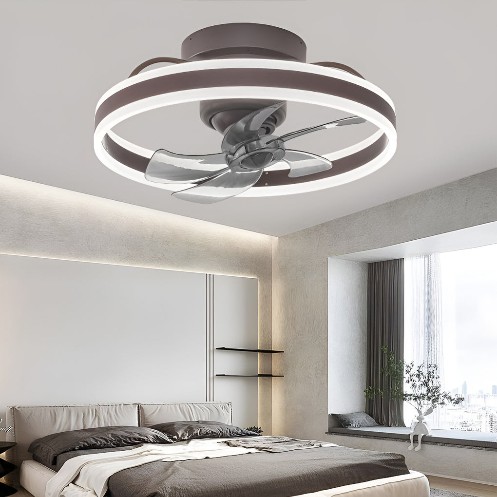 Round Stepless Dimming 360° Rotating LED Ceiling Fan Light