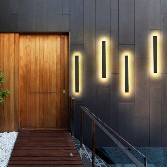 Waterproof Long Linear LED Wall Lamp Outdoor Wall Lights Black Porch Lights