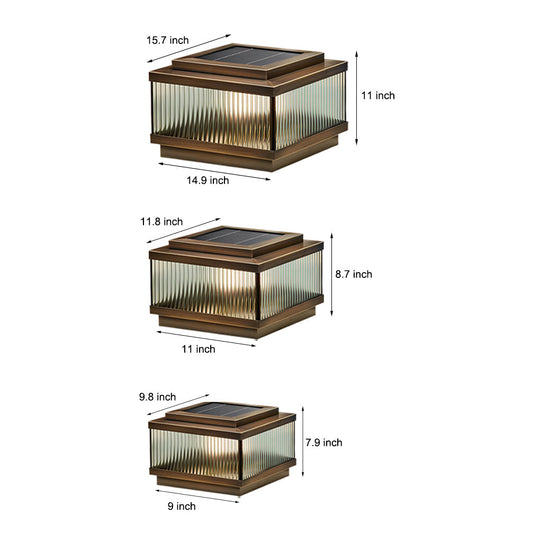 Square Solar Powered Waterproof Fence Post Lights with Remote