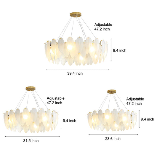 Glass Feathers Three Step Dimming Post Modern Chandelier Dining Room Light