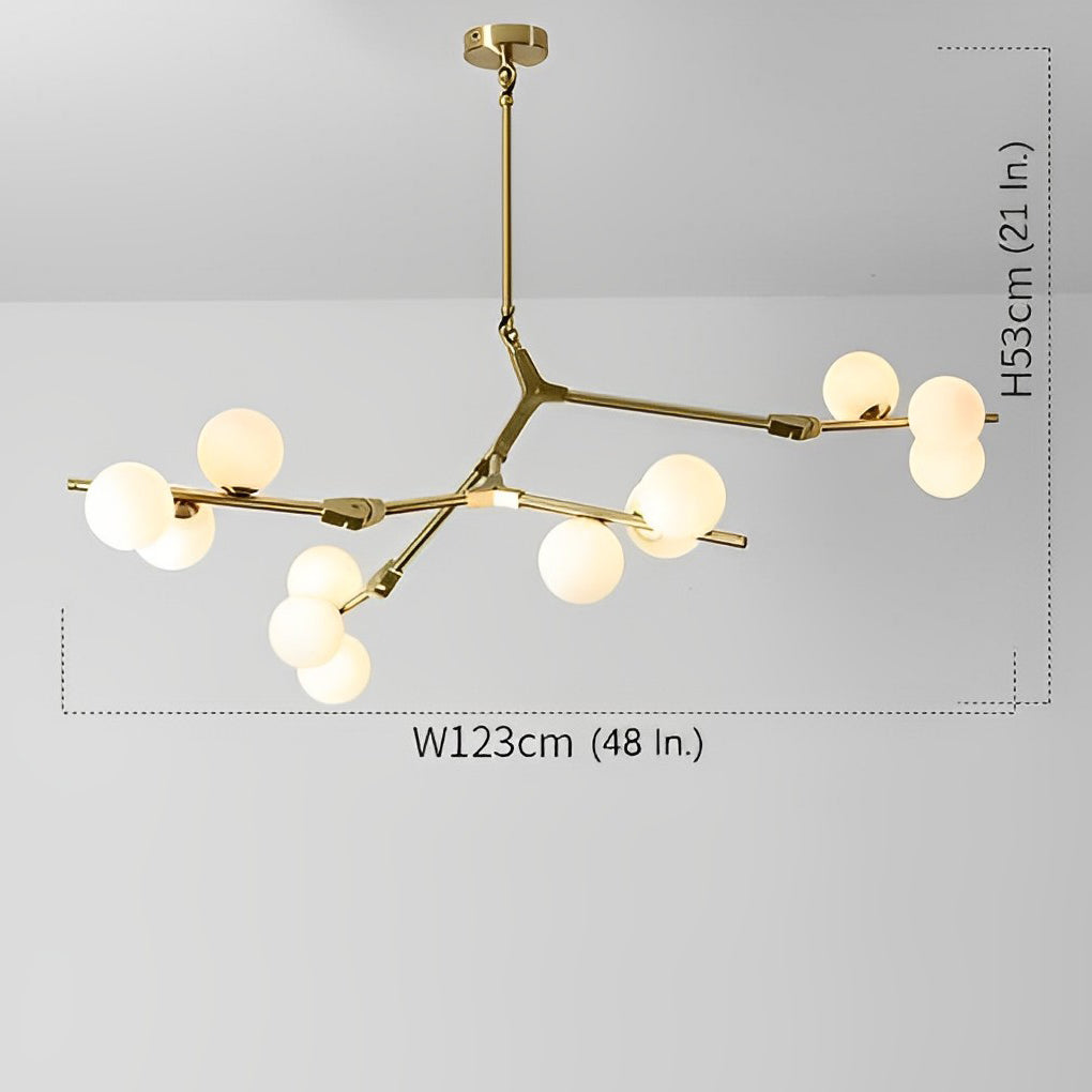 Nordic Style Modern Minimalist Cluster Metal Glass Chandelier – Black &amp; Gold
