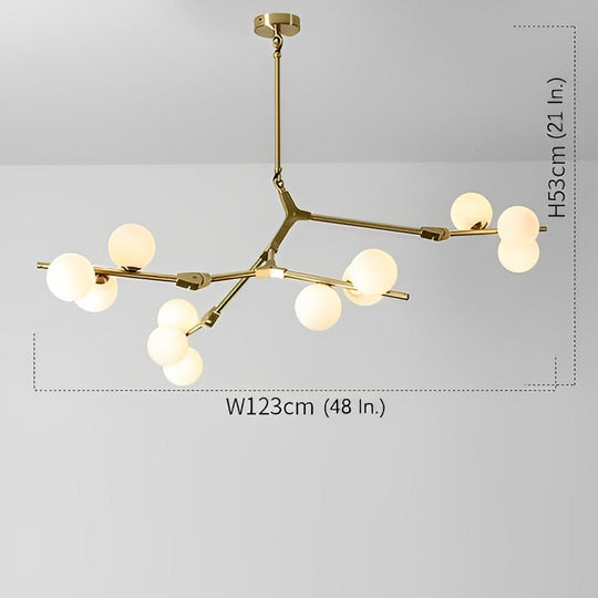 Nordic Style Modern Minimalist Cluster Metal Glass Chandelier – Black &amp; Gold