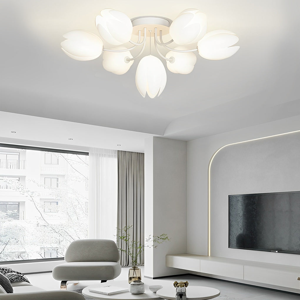 Tulips Flowers G9 14W White Minimalist Ceiling Light Chandelier