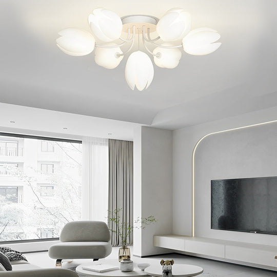 Tulips Flowers G9 14W White Minimalist Ceiling Light Chandelier