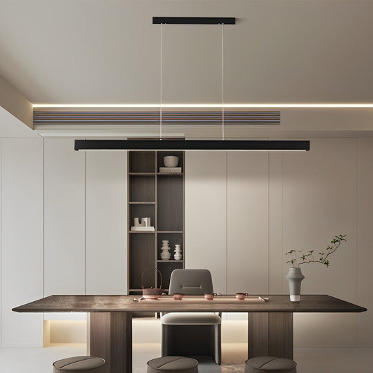 Minimalist Strip Stepless Dimming LED Black Modern Chandelier Pendant Lights
