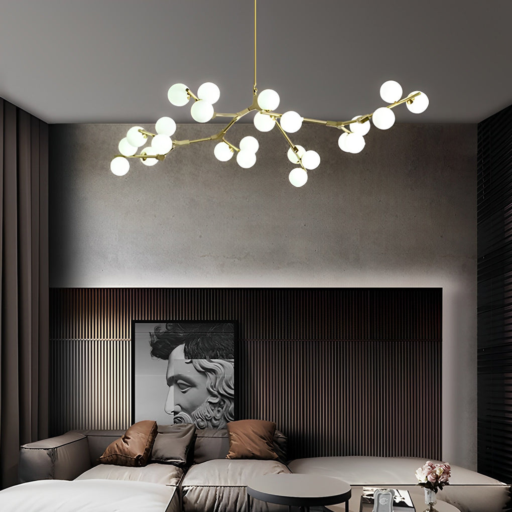 Nordic Style Modern Minimalist Cluster Metal Glass Chandelier – Black &amp; Gold