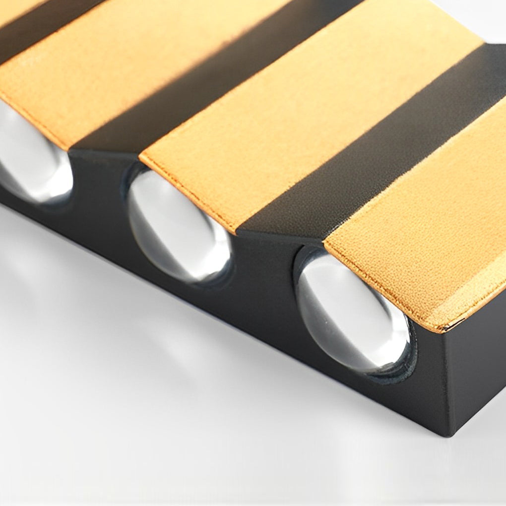 Black &amp; Gold Aluminum LED Outdoor Up Down Wall Light