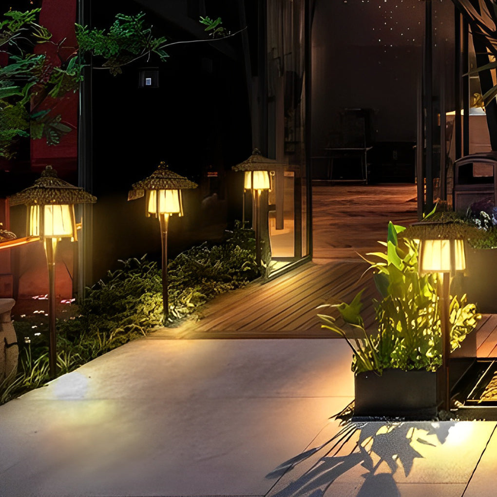 Branch Pattern Bamboo Style Lantern Versatile Outdoor Hanging and Post Light