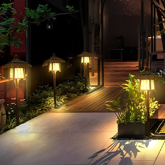 Branch Pattern Bamboo Style Lantern Versatile Outdoor Hanging and Post Light