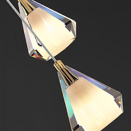 Creative Crystal Shade Three Step Dimming Nordic Staircase Chandelier