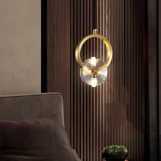 1 or 3 Light Round Copper Crystal LED Pendant Light