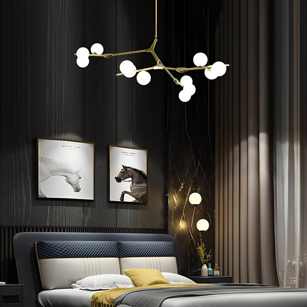 Nordic Style Modern Minimalist Cluster Metal Glass Chandelier – Black &amp; Gold