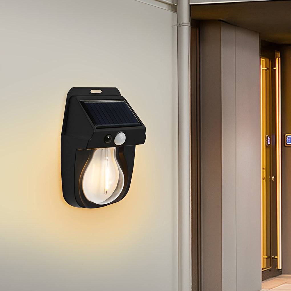 Tungsten Bulb Solar Wall Lanterns Dusk to Dawn Motion Sensor Lighting