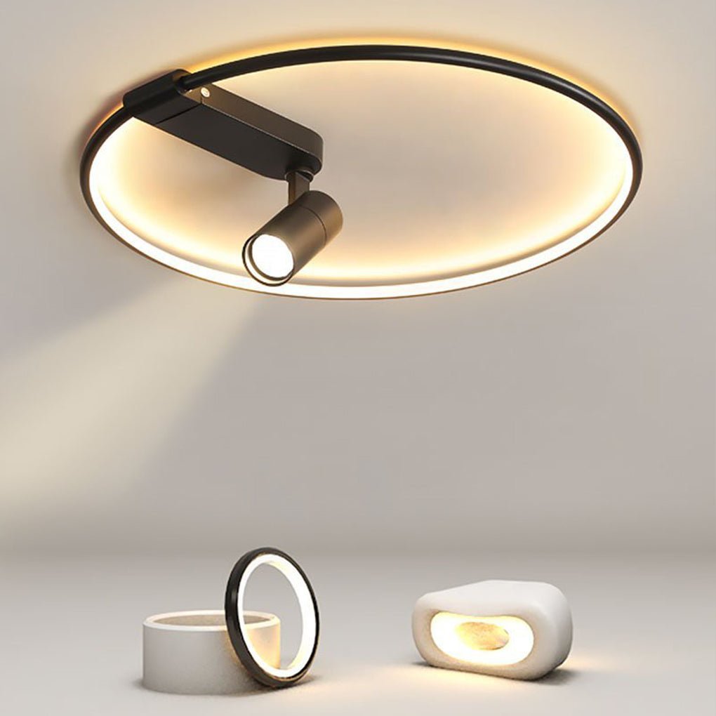 16" Round Dimmable Flush Mount Ceiling Light with Adjustable Spotlight