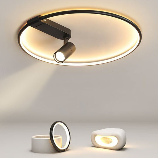 16" Round Dimmable Flush Mount Ceiling Light with Adjustable Spotlight