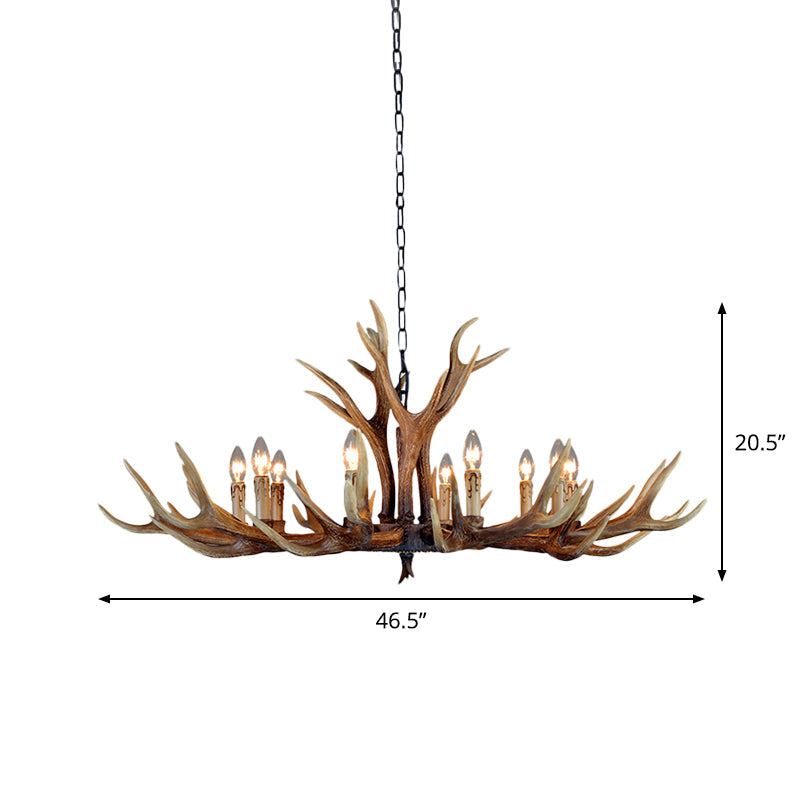 Rustic Resin Stag Antler Chandelier – 6/8/10-Light Brown Pendant