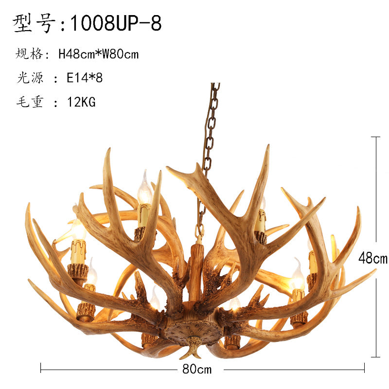 Rustic Antler Resin Chandelier – 6/8-Light Brown Pendant for Dining &amp; Restaurant Spaces