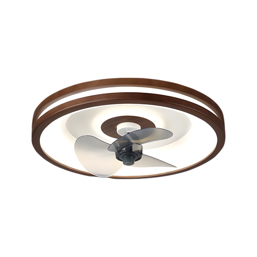 19.7" Walnut LED Flush Mount Ceiling Fan with Remote – 6-Speed Low Profile Comfort