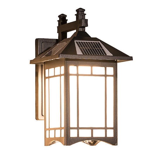 Retro Waterproof LED Vintage Solar Wall Lamp with Remote Control