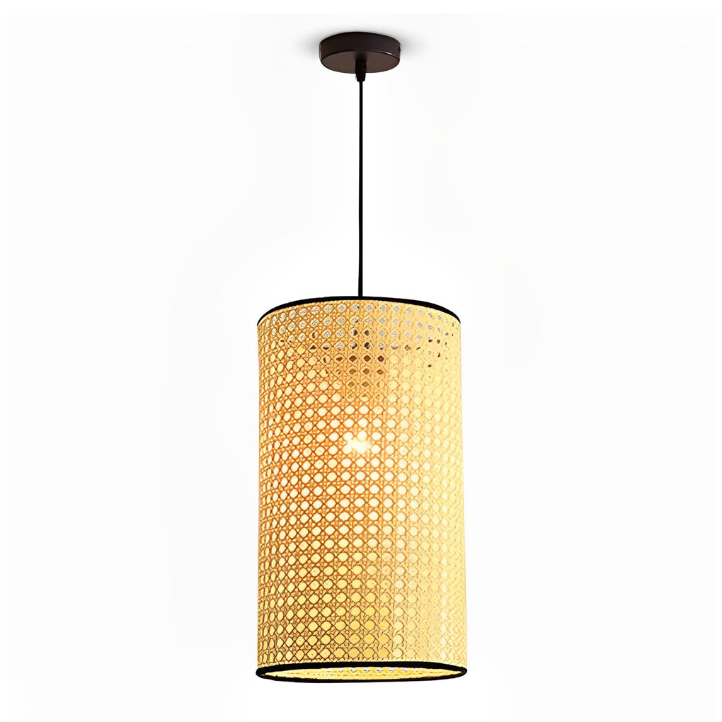 Farmhouse Round Bamboo Hanging Pendant Light – Kitchen &amp; Dining Room Ceiling Fixture