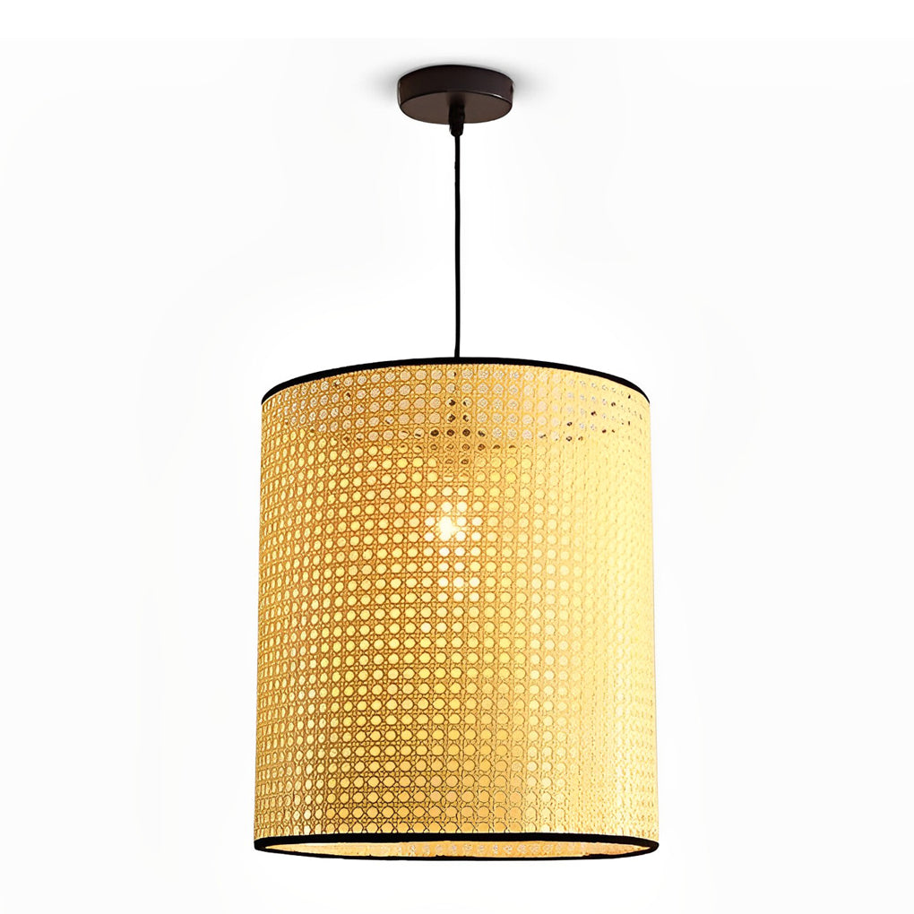 Farmhouse Round Bamboo Hanging Pendant Light – Kitchen &amp; Dining Room Ceiling Fixture