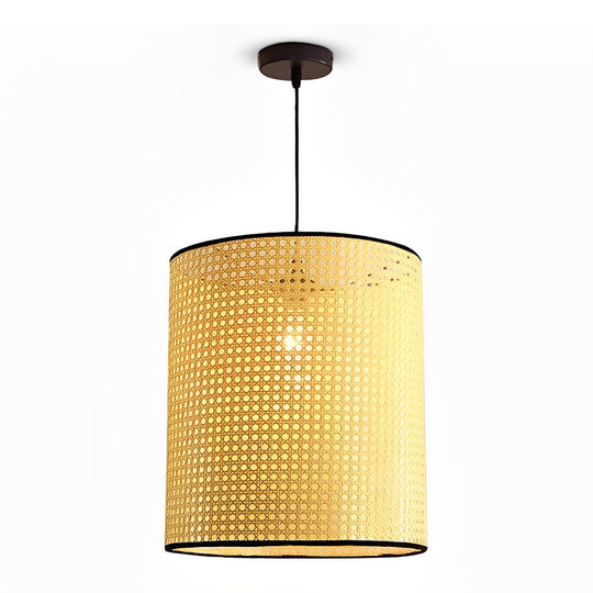 Farmhouse Round Bamboo Hanging Pendant Light – Kitchen &amp; Dining Room Ceiling Fixture