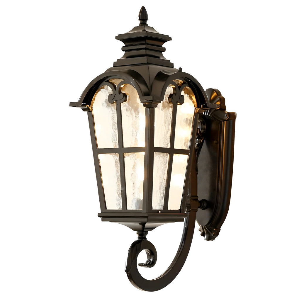 Vintage Glass Waterproof Black European Style Outdoor Wall Lamp Exterior Lights