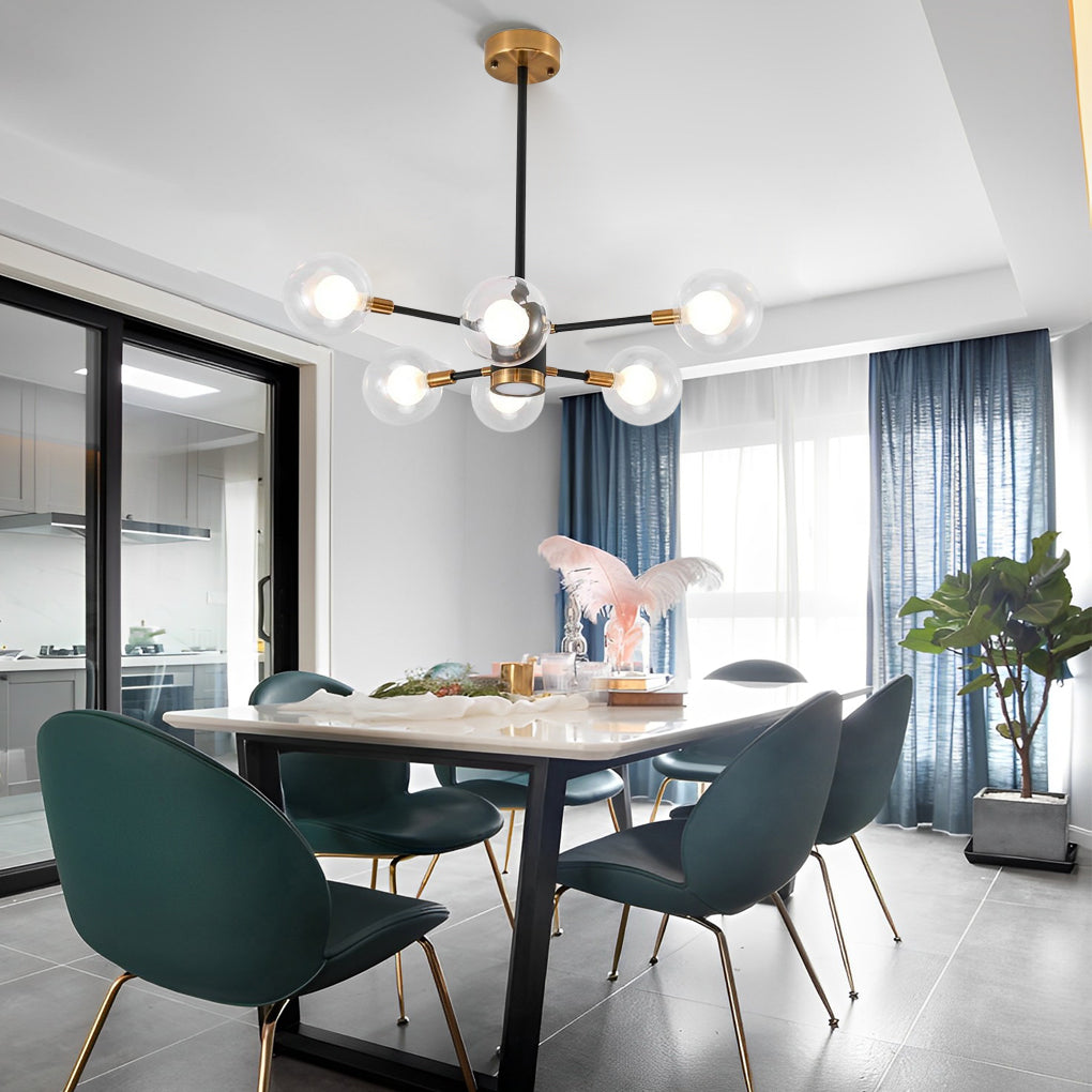 6-Light LED Glass &amp; Metal Modern Chandelier for Kitchen Island Lighting
